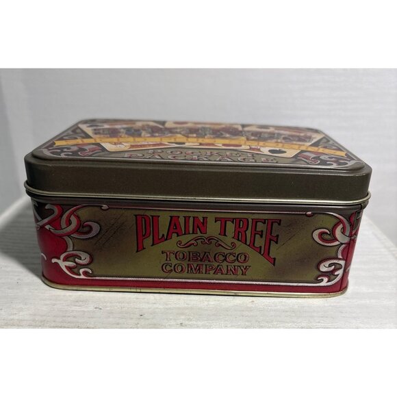 Plain Tree Tobacco Tin Box Sliced Plug Smoking Pocket Package Playing Card 5.5" - Picture 3 of 10